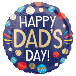 Happy Dad's Day! round balloon in red, gold, white and blue