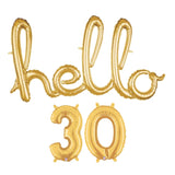 Hello 30 Foil Balloons | Rose Gold | Gold | Silver