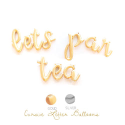 LETS PAR TEA Letter Balloon Banner l Silver l Gold l Rose Gold