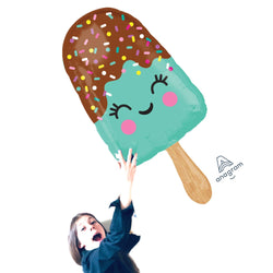 Ice Cream Balloons in teal with Chocolate Dipped with sprinkles and smile face