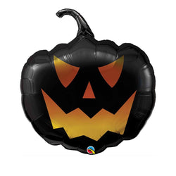 jack-o-lantern foil balloons with scary face in black and orange