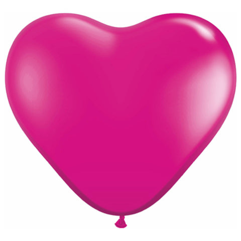 6 inch latex balloon in jewel magenta pink heart shape