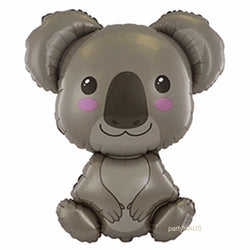 Grey Koala Baby Bear Foil Balloon with a smiley face and pink cheeks