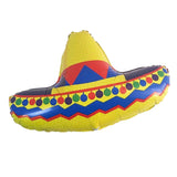 Mexican sombrero hat balloons in bright yellow, red, blue and green