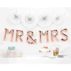 MR & MRS balloon banner kit DIY in rose gold