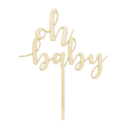 oh baby wood cake topper natural finish
