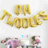 "Oh Twodles" gold balloon letter banner kit with ribboon