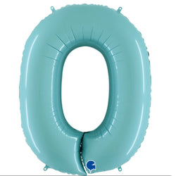 Pastel Blue 14 INCH Number 0 Balloon by Grabo