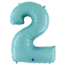 Pastel Blue 40 INCH Number 2 Balloon (100cm)