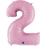 Large 40 INCH 2 Pastel Pink Number Balloons 