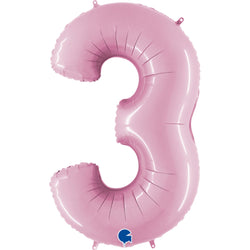 26 Inch Pastel Pink Number 3 Foil Balloon