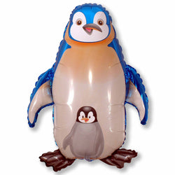 Blue Baby Penguin Foil Balloon 39 IN