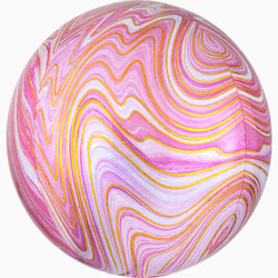 Pink Marblez Marble Swirl Orbz Sphere Balloon in Pink White and Gold Swirl