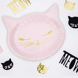 Pretty Pink Cat Paper Party Plates | Set 6