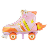 Roller skate balloon in pink, orange, yellow and gold with flame out the back