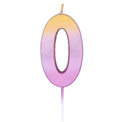 These gold/pinkish rose gold shimmer number candles are hot! We love them!   Create a stunning personalized birthday cake design with this rose gold ombre number zero shaped candle.   These also come in long candles and HAPPY BIRTHDAY letter set.