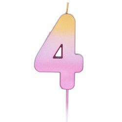 Rose Gold Pink Ombre Number 4 Party Candles