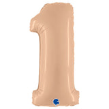 40 inch big number 1 balloon in satin matte nude blush color