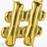 Gold Hashtag Balloons l large 34IN (32cm)