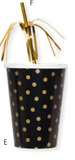 Celebrate Paper Party Cups l Black + Gold Dots