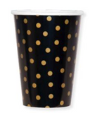 Celebrate Paper Party Cups l Black + Gold Dots