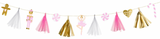 Nutcracker and Ballerina Banner with pink and gold tassels and pink candy canes