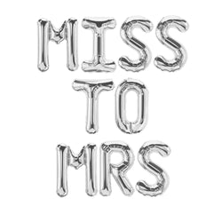 Miss to Mrs Balloon banner in silver