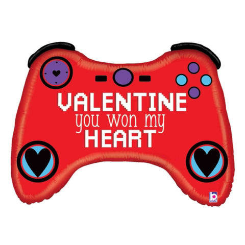 Valentine's Day Gamer Balloon in red and printed with message "Valentine you won my heart"