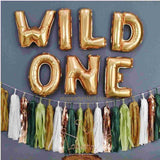 WILD ONE Balloons | Gold| Rose Gold | Silver | Blue | Pink Small 14 Inch Letter Balloon Banner