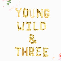 YOUNG WILD AND THREE Letter Balloon Banner kite