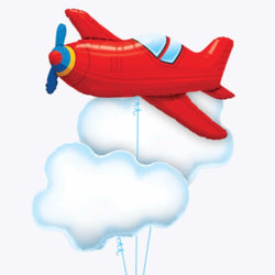 Vintage Airplane and Clouds Balloon Bouquet | Set 3