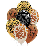 Animal Print Latex  Balloons with zebra, giraffe, tiger and leopard printt