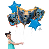 Batman Balloon Bouquet.  Fantastic set of 5 balloons decoration for a very super hero bat man birthday party