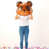 Girl holding Animal Head Foil Balloons Bear 29 IN (74cm) Grabo