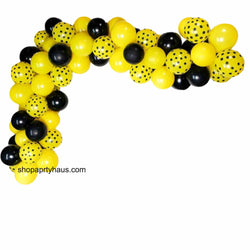 Latex Balloon Garland | Yellow and Black with Polka Dot