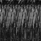 Black Curtain Foil Metallic Fringe | 3' x 8'