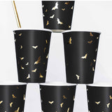 Gold Bat Halloween Paper Party Cups | Set 6