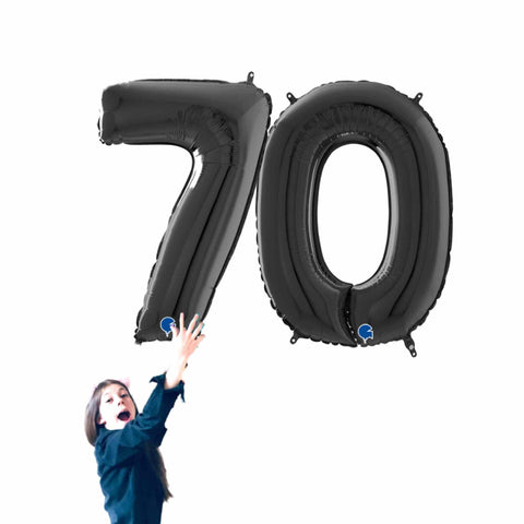 Black Number 70 Balloons 40 INCH