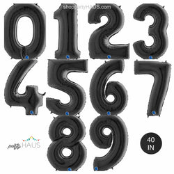 Large 40 Inch Black Number Balloons 