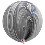 Black and white super agate marble balloons