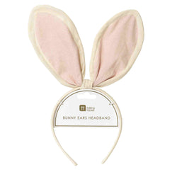 Off white anEaster bunny ear headband in pretty off white and blush pink colored fabric