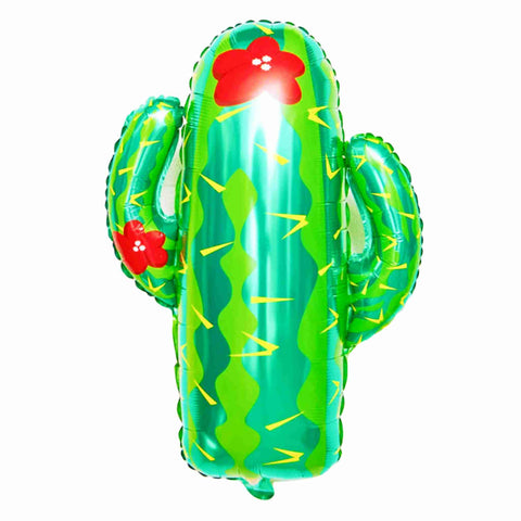 41 Inch Cactus Balloon in Green with Dark Pink Flowers