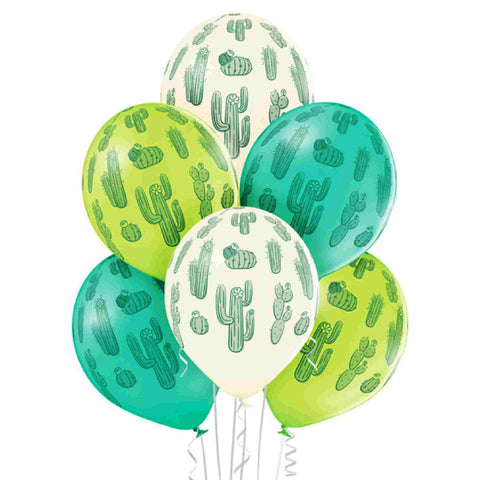 pastel cactus print latex balloons