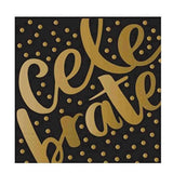 celebrate luncheon napkins in gold and black with foil polka dots