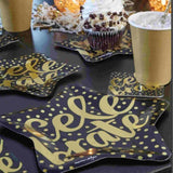 Celebrate Paper Party Tableware Gold Black