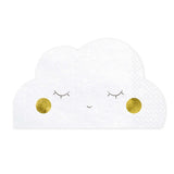 White Cloud Shaped Paper Napkins with Gold Metallic Foil Cheeks and Sweet Smiley Face