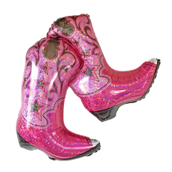 Cowgirl dancing bots balloon in glitter pink