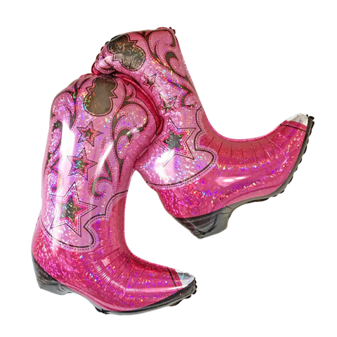 Cowgirl dancing bots balloon in glitter pink