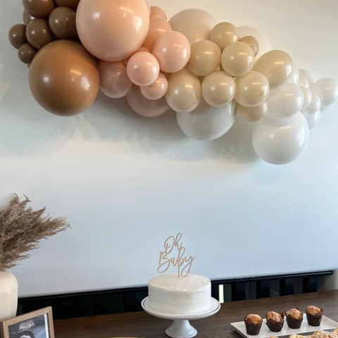 Boho Latex Balloon Garland in Mocha, Pink, Sand and White