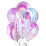 Fashion super agate latex balloons purple, blue and white marble swirl